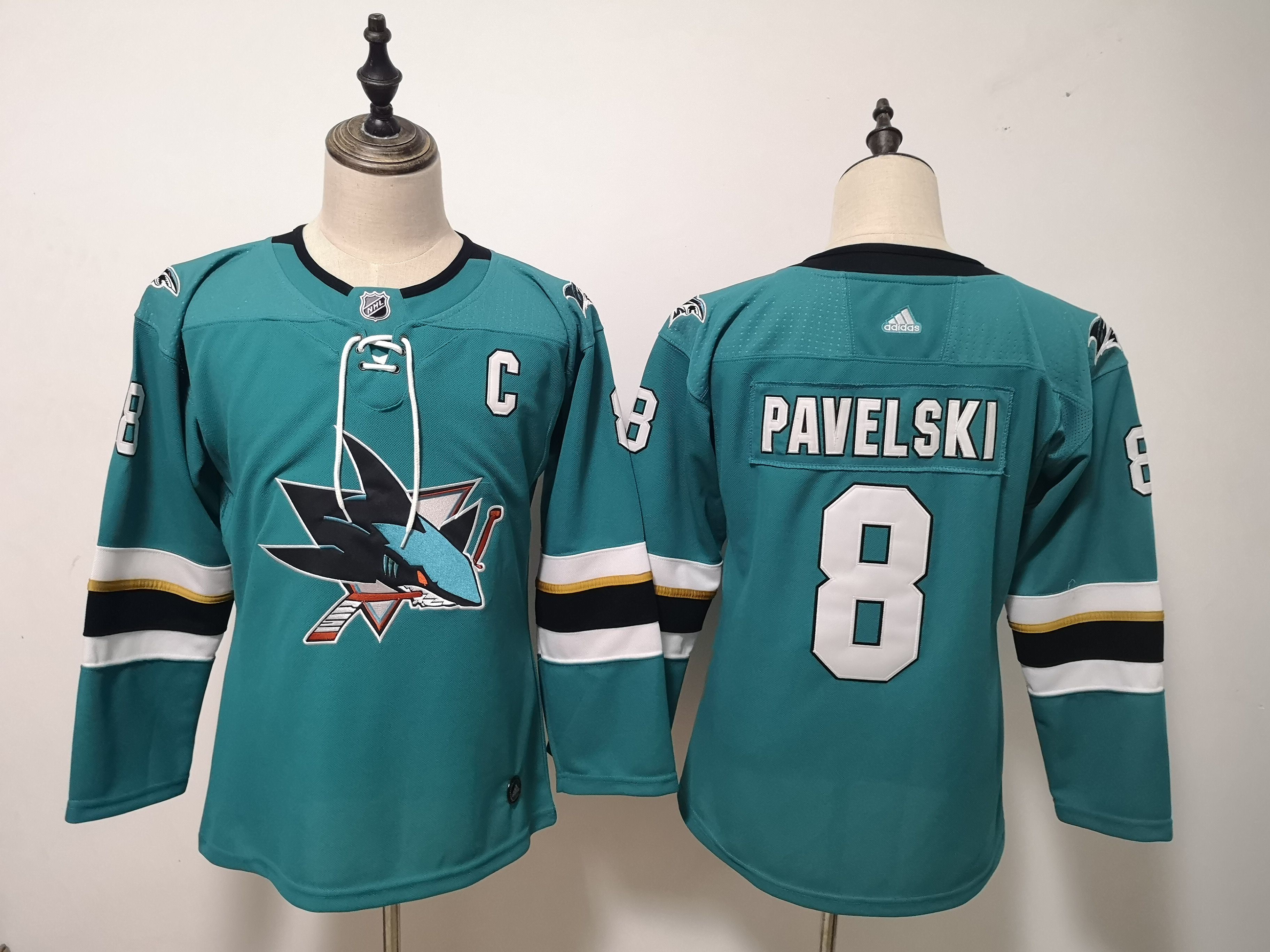 Women San Jose Sharks 8 Pavelski Green Adidas Stitched NHL Jersey